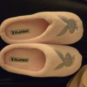 Playboy Soft Pink Slippers with Metallic Logo